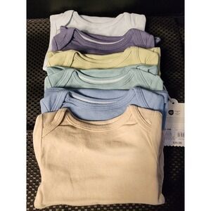 6-Pack Cloud Island Body Suits Sz 0-6 Months Neutral Colors NWT